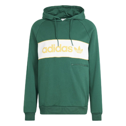 Green adidas Originals New York hoodie with hood, drawstrings, kangaroo pocket, logo band