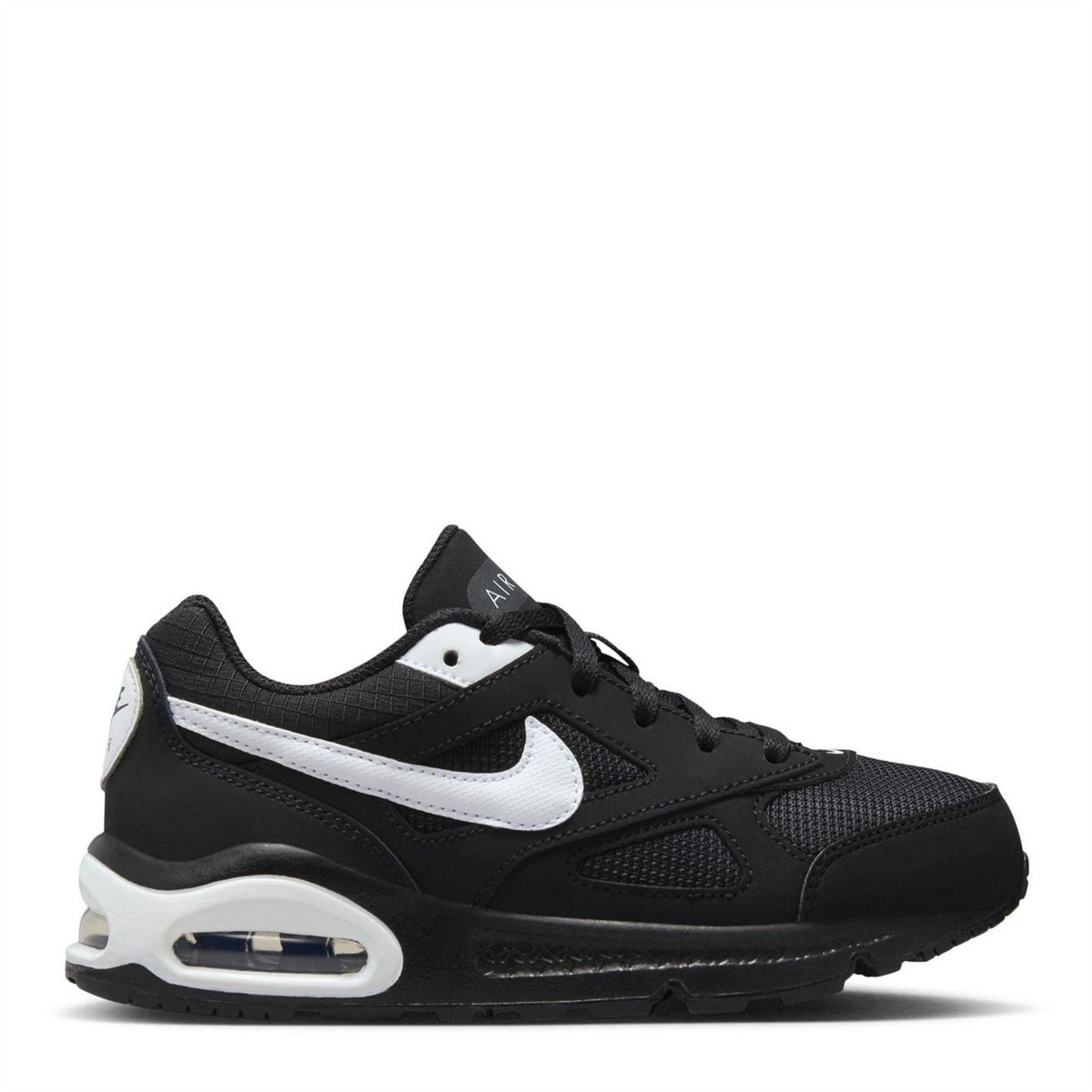 Black boys' Nike Air trainers with white swoosh and visible air unit