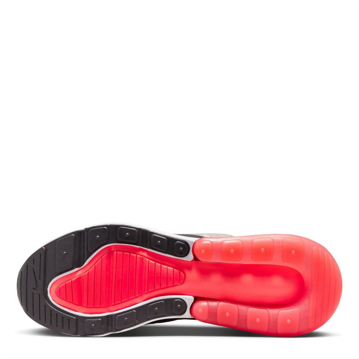 Air Max 270 outsole with red translucent cushioning and black rubber traction tread
