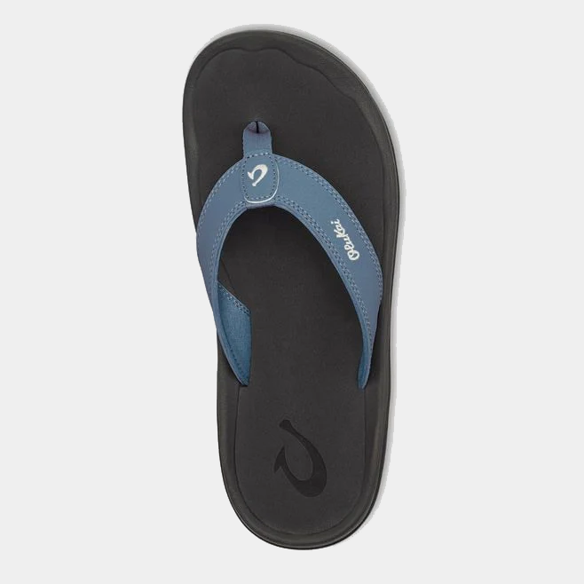 Blue thong sandal with inner logo and slip-on strap