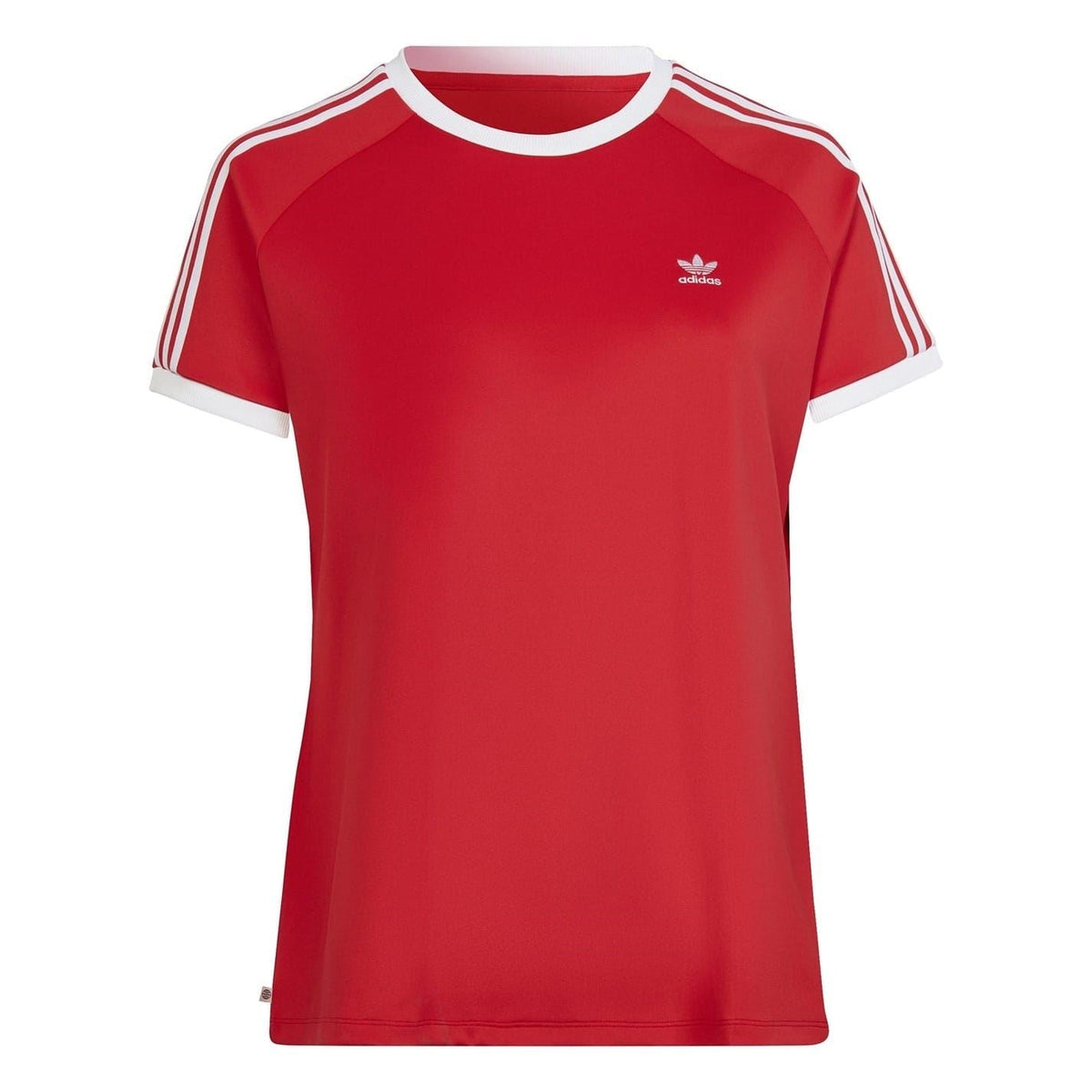 adidas Originals red slim 3-Stripes crew-neck T-shirt with white shoulder stripes