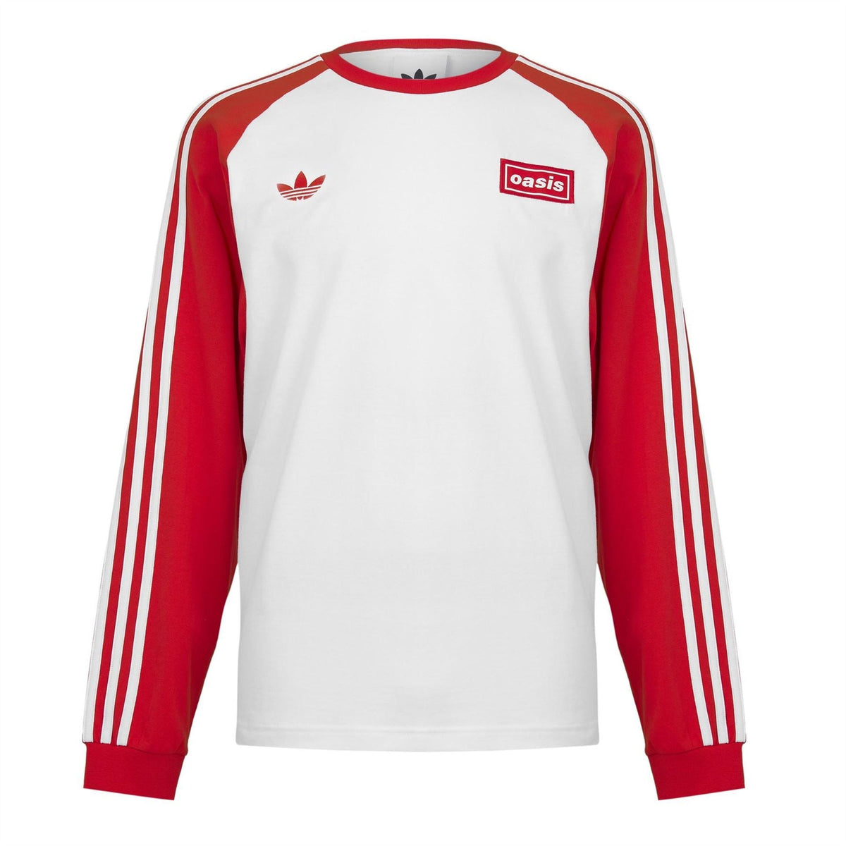 adidas Originals Adicolor Oasis long sleeve raglan baseball T-shirt with crew neck and wordmark logo, in vibrant colors.