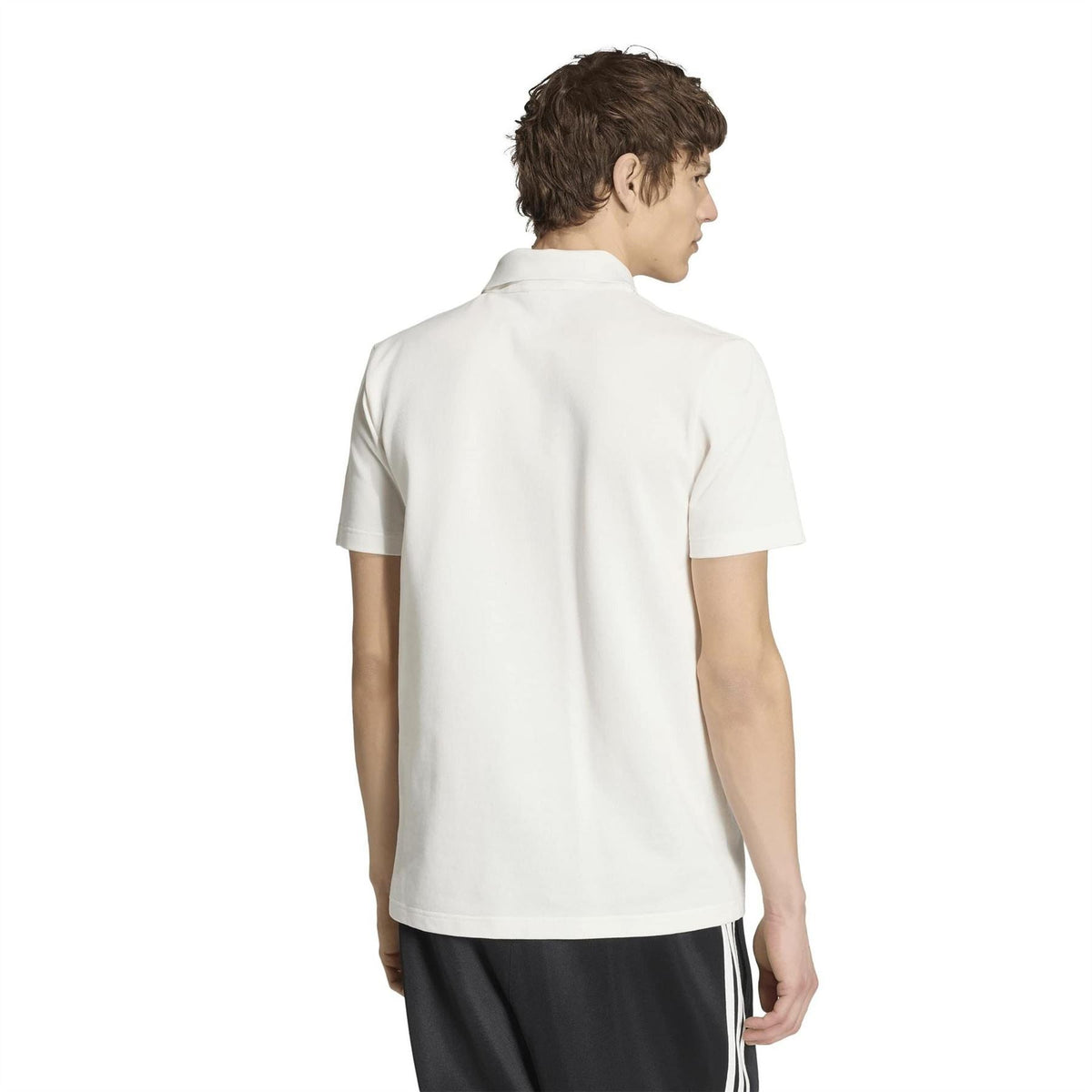 Cloud white polo shirt, back view with short sleeves and collared neck