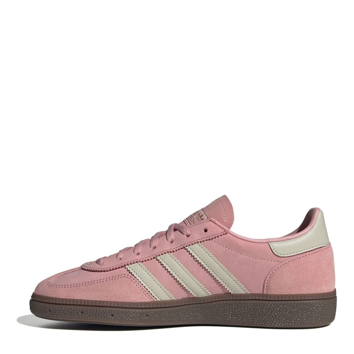 adidas Originals Handball Spezial shoes, baby pink suede with white triple stripes