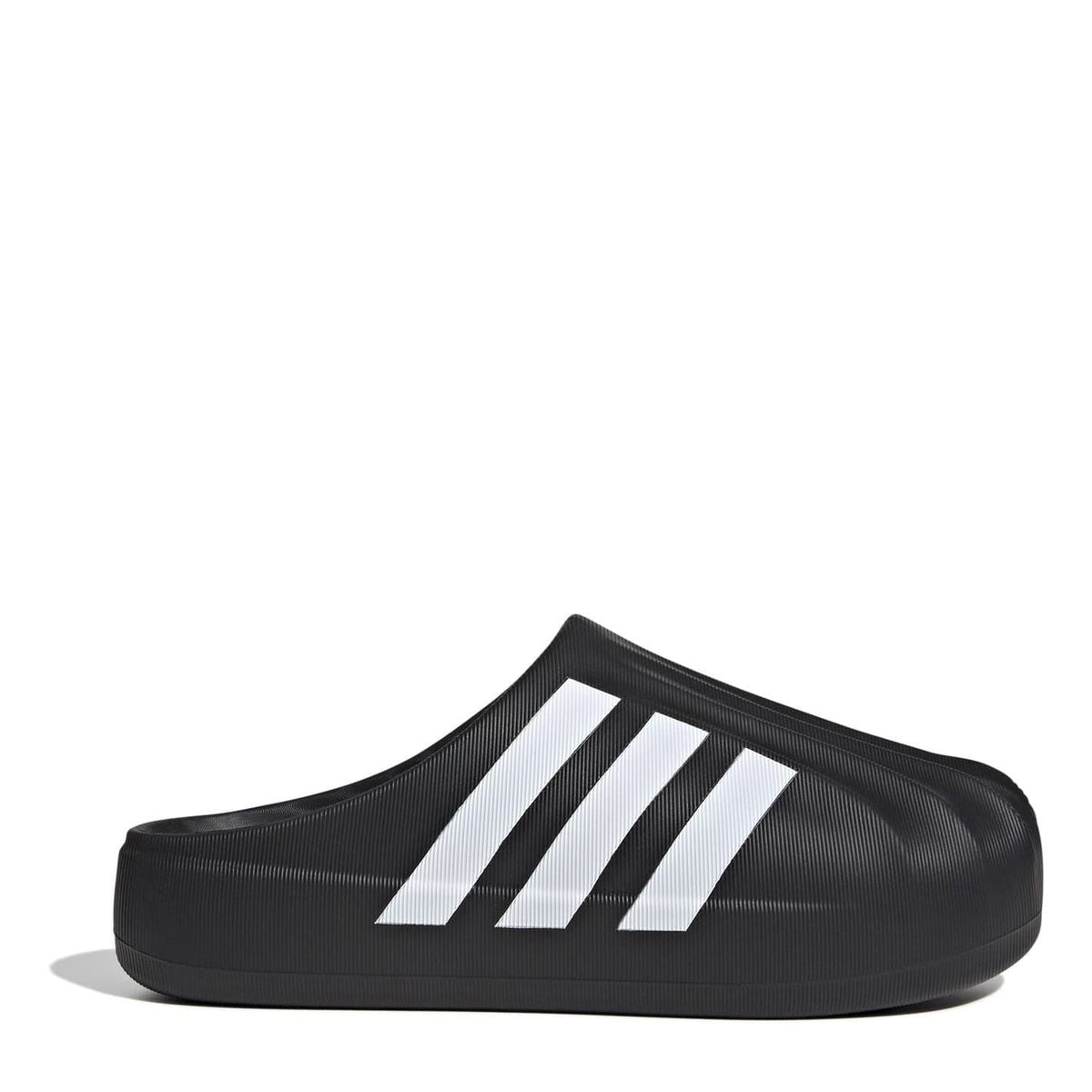 adidas Originals Superstar Three Stripes slippers showing classic slip-on footwear with white three-stripe design and casual style