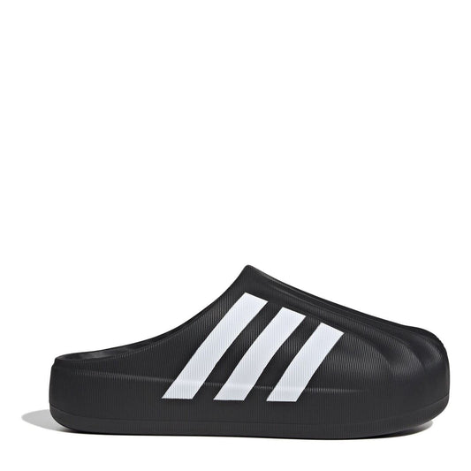 adidas Originals Superstar Three Stripes slippers showing classic slip-on footwear with white three-stripe design and casual style