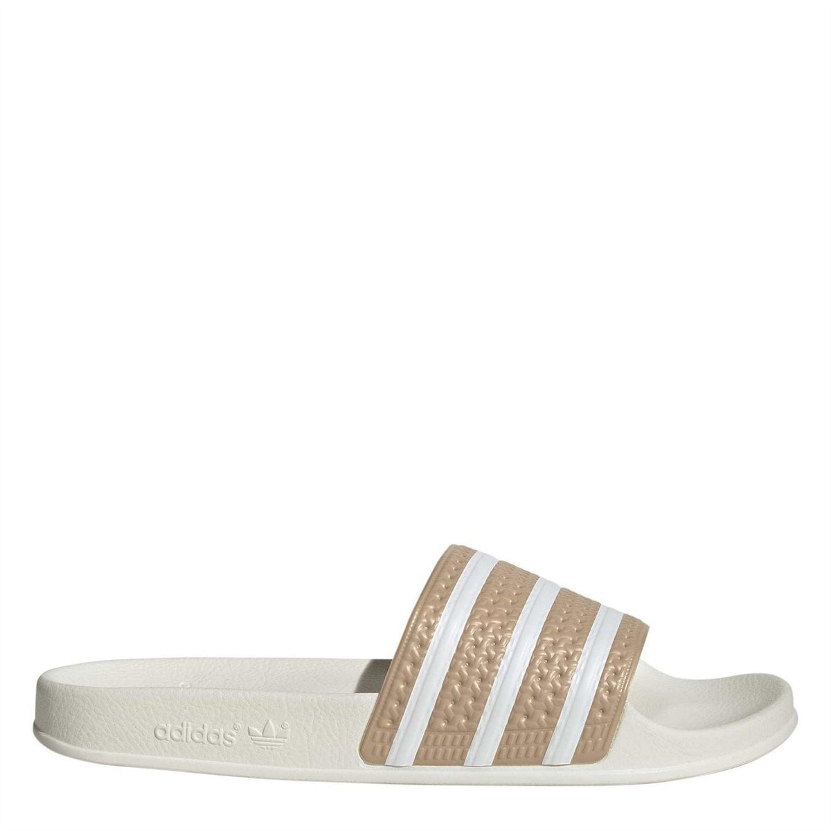 adidas Originals Adilette Slides footwear with navy blue strap and white sole, casual slip-on sandals for everyday comfort