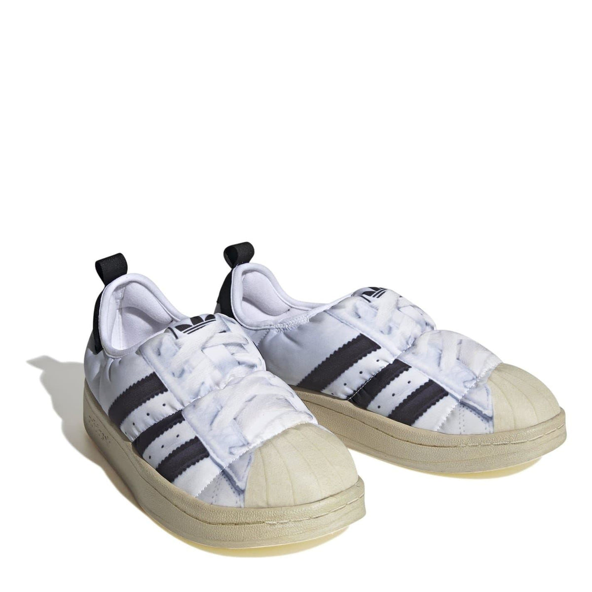 adidas Originals Puffy Spr Trainers with three stripes, showcasing white puffy sneaker design and sporty footwear style.