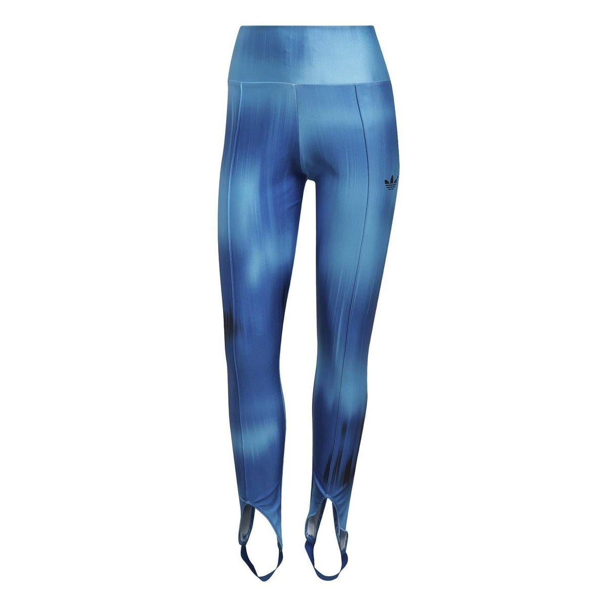 Blue gradient Adidas Originals logo leggings with ruched leg openings and trefoil
