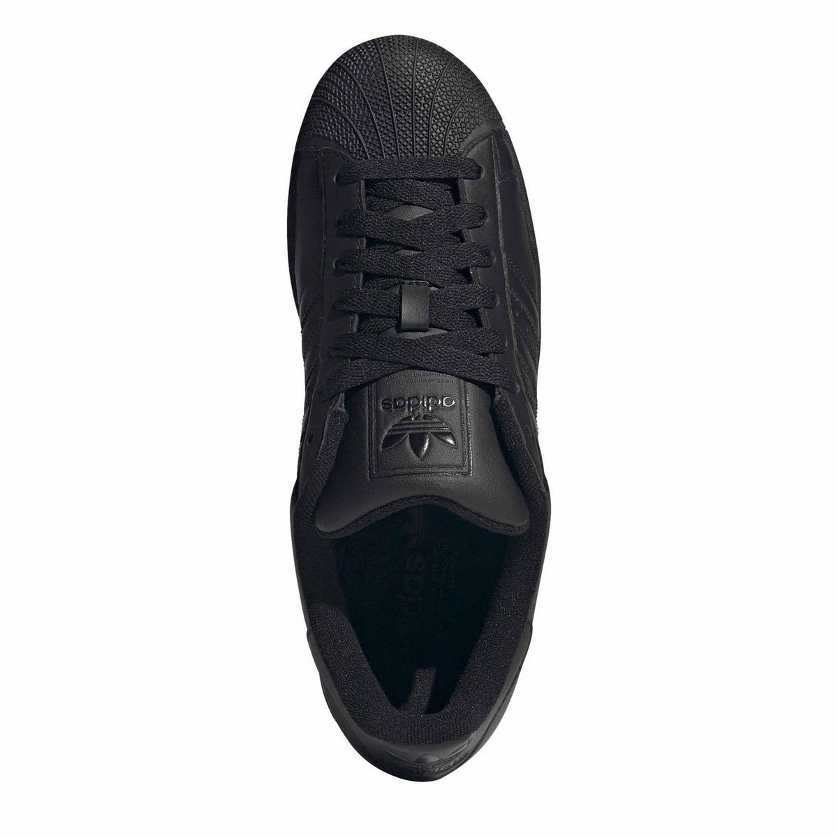 adidas Originals Superstar II black lace-up sneaker, textured upper with side stripes