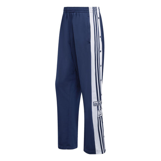 Men's indigo open-hem woven track joggers with elastic waist and side stripe
