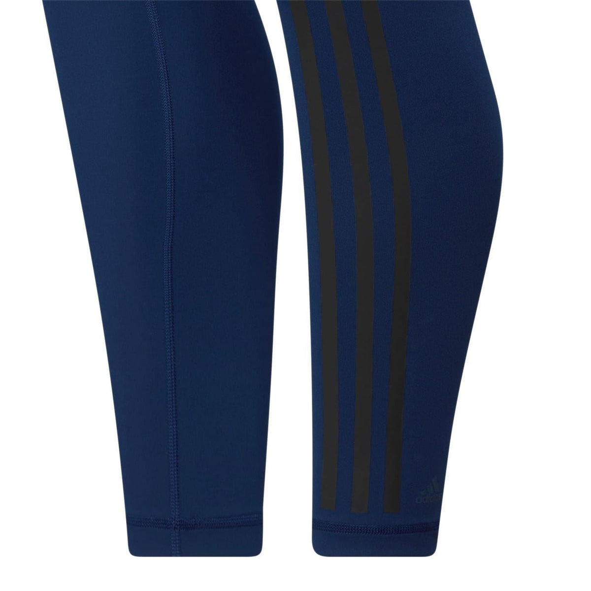 Navy legging fabric with vertical three-stripe detail on the side