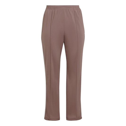 Burgundy straight-leg pants with elastic waistband and regular fit