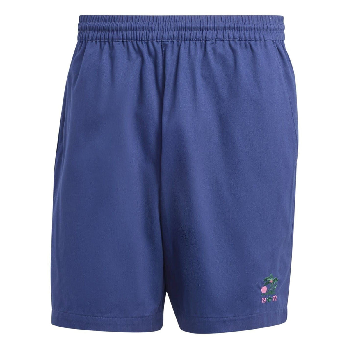 adidas Originals Leisure League Groundskeeper Shorts shown in black with side pockets and relaxed fit, casual athletic style.