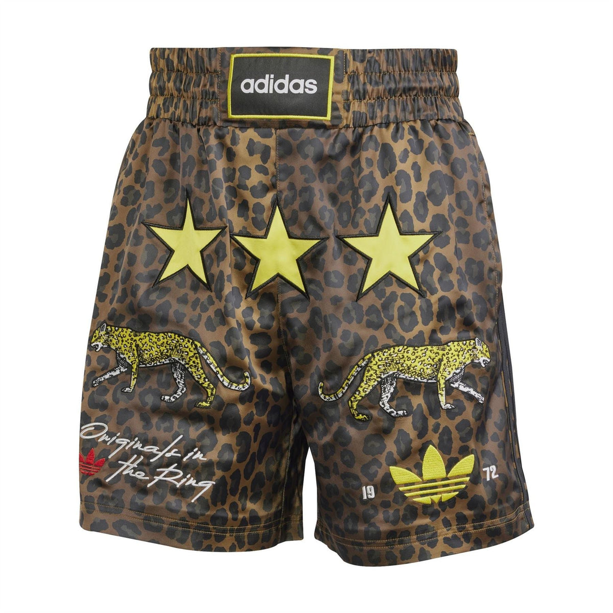 adidas Originals AOP Box Shorts with colorful abstract pattern, casual fit, and elastic waistband, suitable for sporty or relaxed wear.