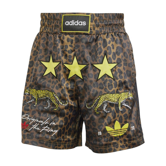 adidas Originals AOP Box Shorts with colorful abstract pattern, casual fit, and elastic waistband, suitable for sporty or relaxed wear.