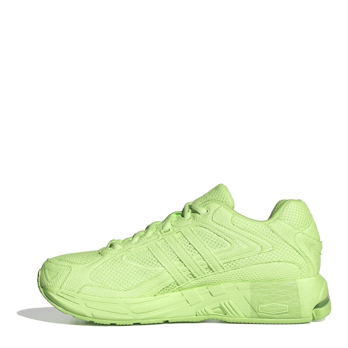 adidas Originals lace-up sneakers in neon green, side profile with lace-up front