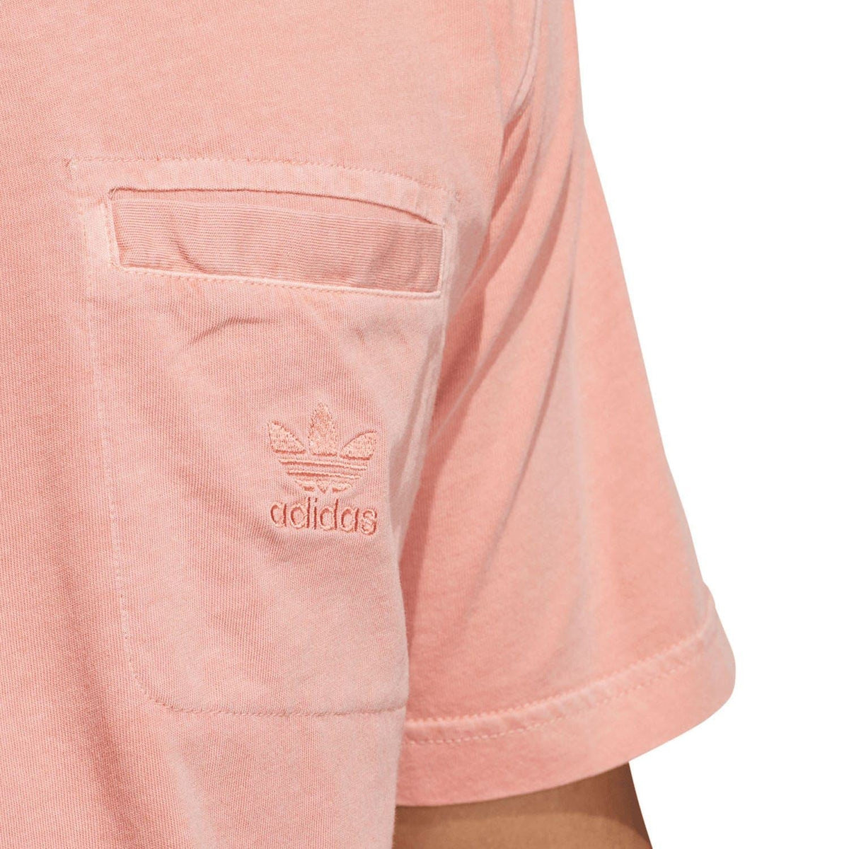 Pink T-shirt chest pocket with adidas Trefoil logo