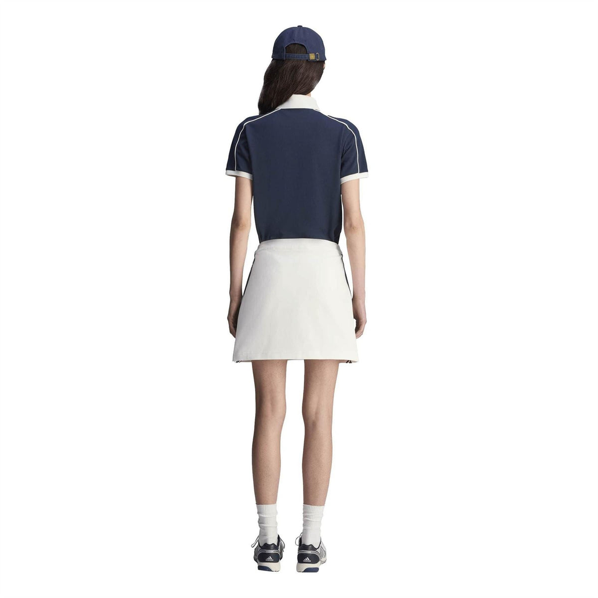 Core White A-line mini skirt with clean back and stitched waistband
