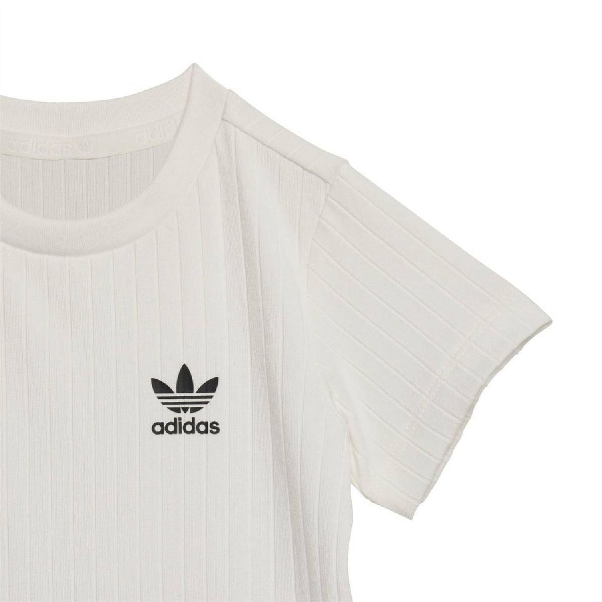 Infants white ribbed T-shirt with adidas logo on chest