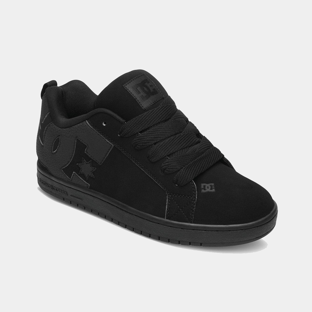 Black Court Graffik sneakers with tonal logo patch and lace-up