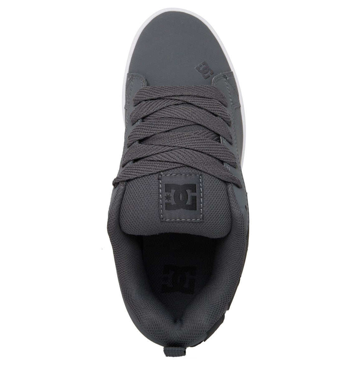 Court Graffik skate shoes in dark gray with lace-up front and padded tongue