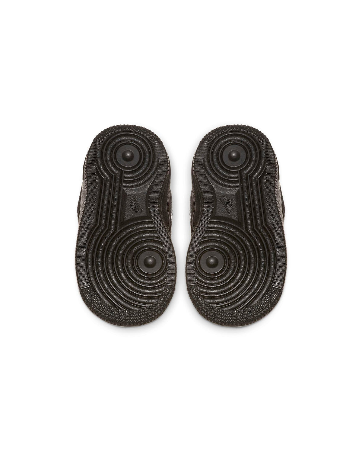 Toddler Nike Air Force 1 Mid black rubber outsole, treaded bottom view