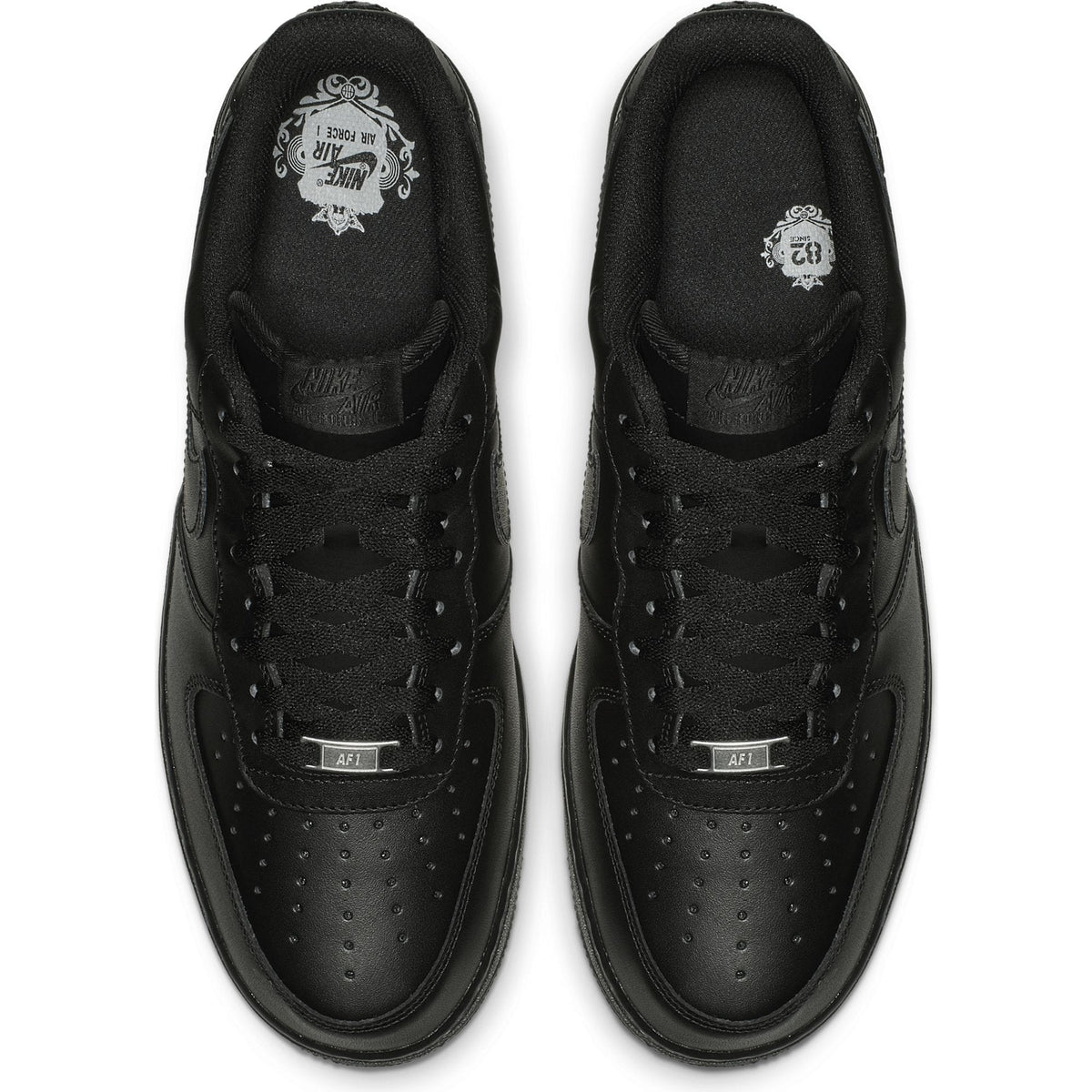 Black lace-up sneakers with perforated panels and logo on tongue
