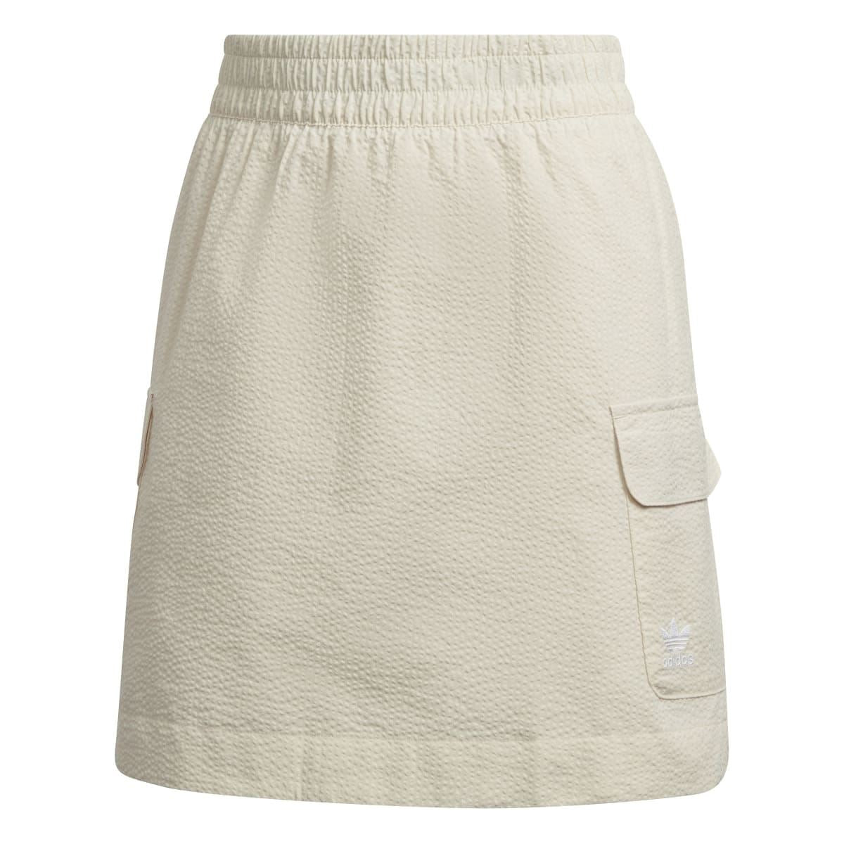 adidas Originals Adicolor Classics poplin skirt, knee-length with a relaxed fit, featuring a waistline and subtle branding details