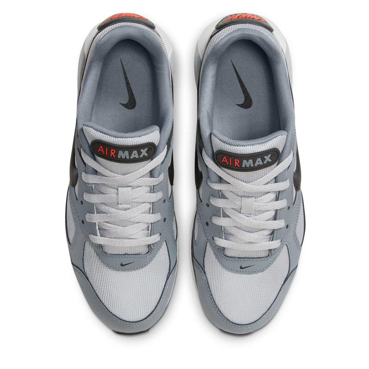 Gray and dark lace-up trainers with Air Max logo, sporty Nike sneakers