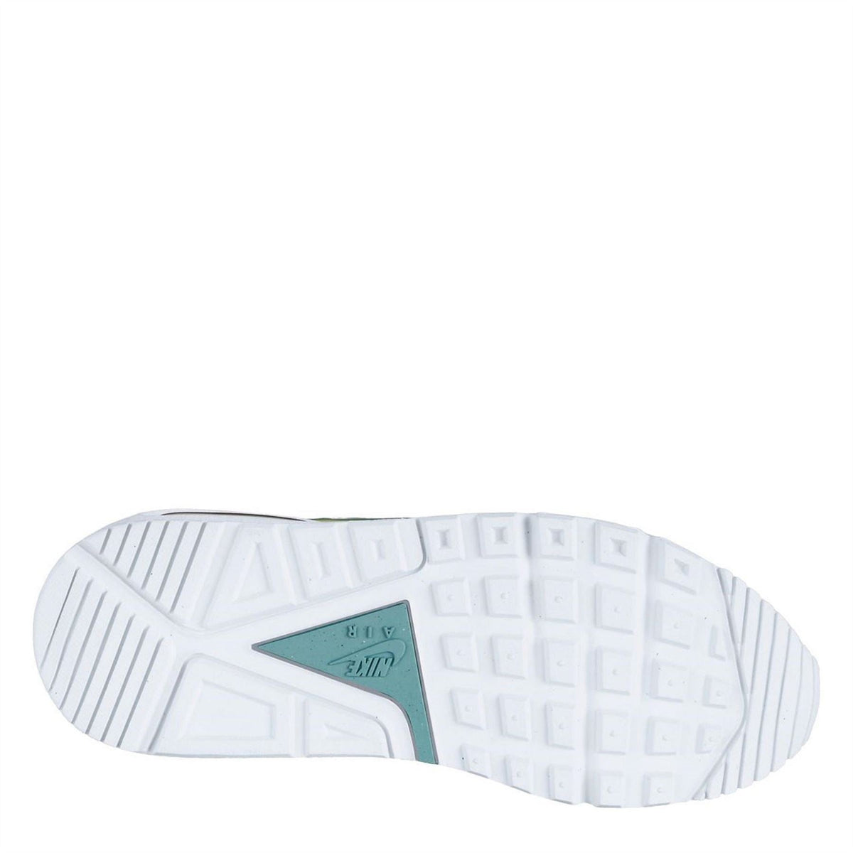 White Nike Air Max Ivo outsole with patterned traction and teal heel mark