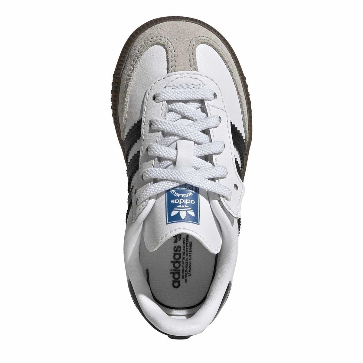 Adidas Originals Samba sneakers, white leather upper with black side stripes, lace-up