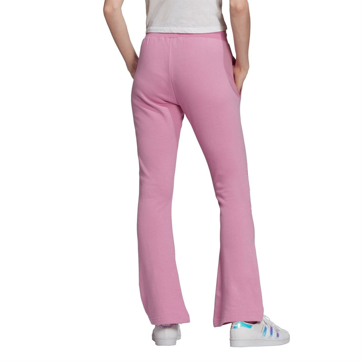 adidas Originals pink flared jogger pants with straight-to-flare leg opening
