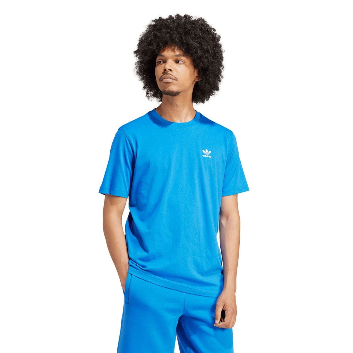 Blue crew-neck adidas Trefoil T-shirt with short sleeves