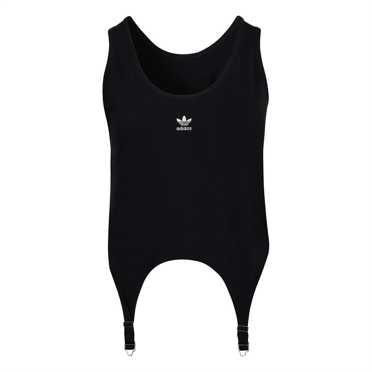 Black adidas Originals scoop-neck relaxed-fit tank top with small chest logo