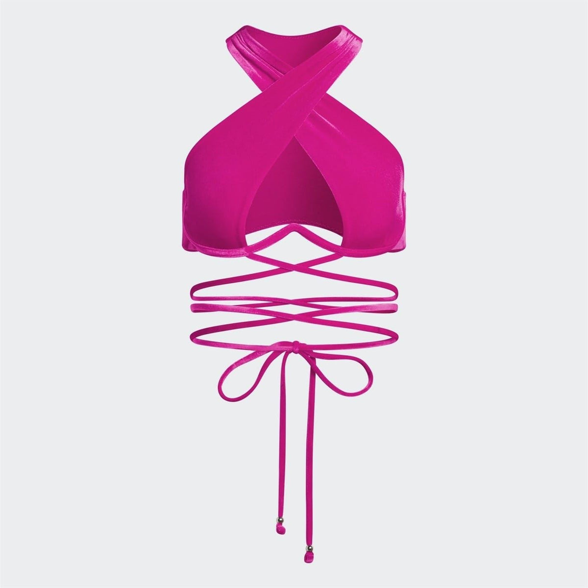 adidas Originals Ivy Park lace-up bikini top, stylish swimwear with adjustable ties and sporty design, featuring the adidas logo.