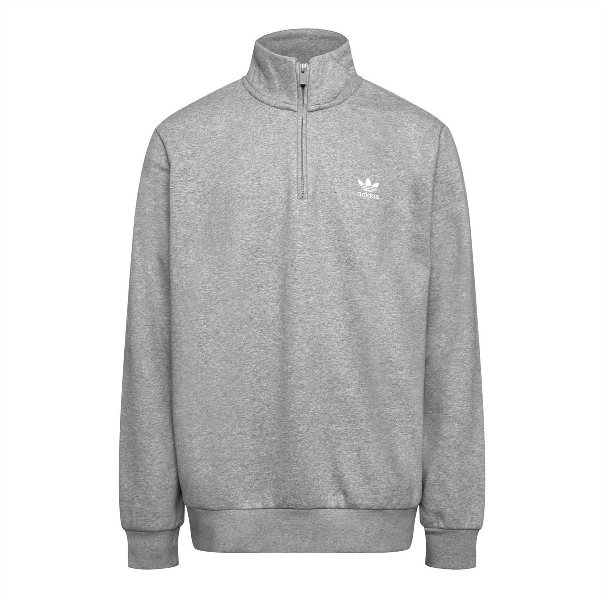 adidas Originals Trefoil essentials grey heather 1/4 zip sweatshirt with chest logo