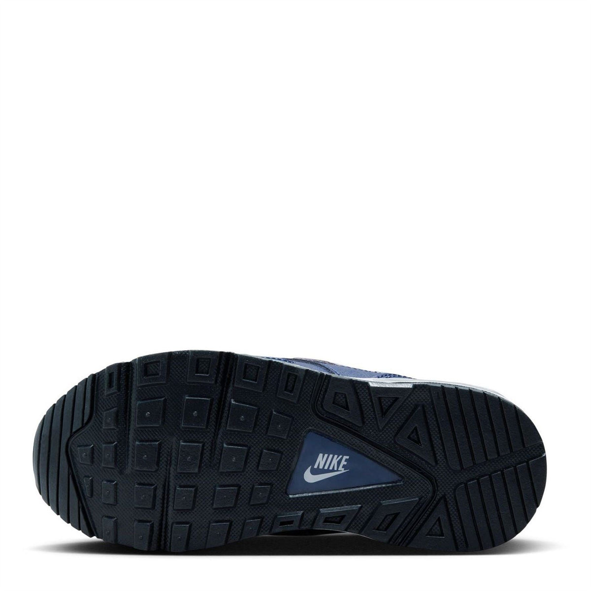 Navy rubber outsole with Nike logo and textured tread pattern
