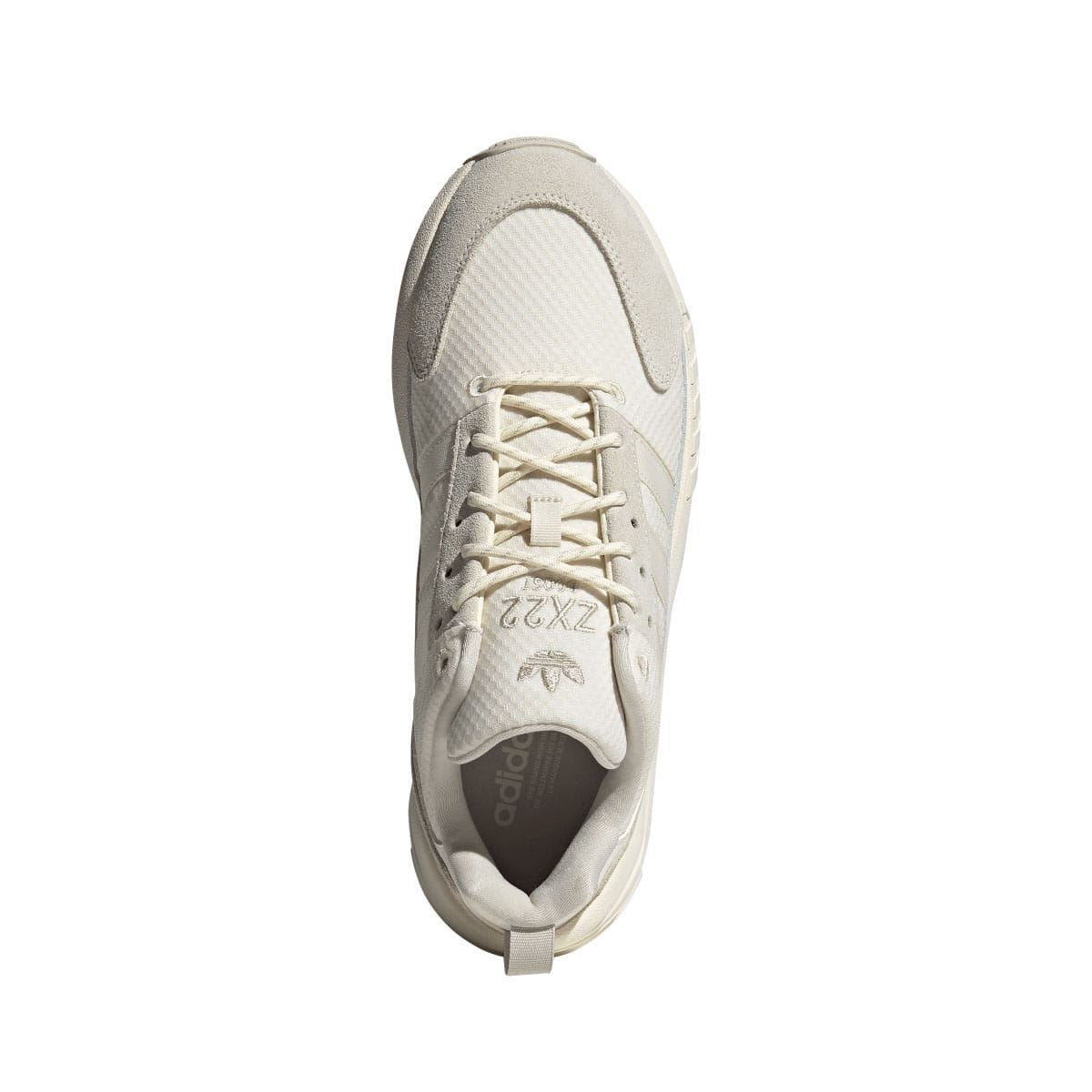 Cream adidas ZX 22 Boost trainers, lace-up with padded collar and cushioned tongue
