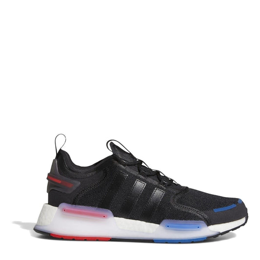 Black mesh low-top running sneakers with lace-up front and cushioned sole