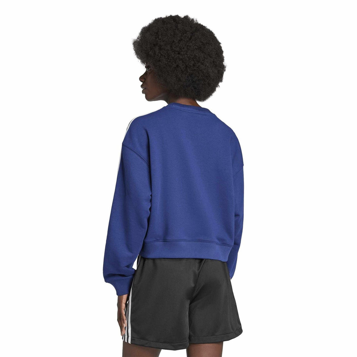 adidas Originals 3 Stripes crew neck long sleeve sweatshirt in grey, featuring signature three-stripe design on the sleeves.