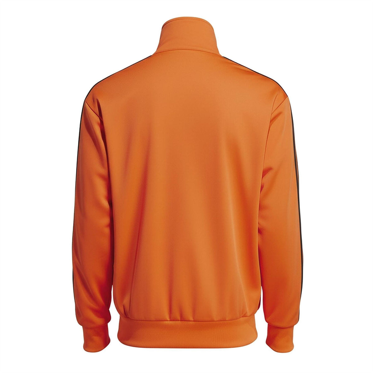 Back view of orange adidas Originals track top with stand collar and ribbed hem cuffs