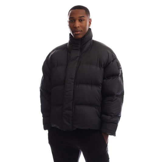 Black adidas Originals puffer jacket with full zip and stand collar
