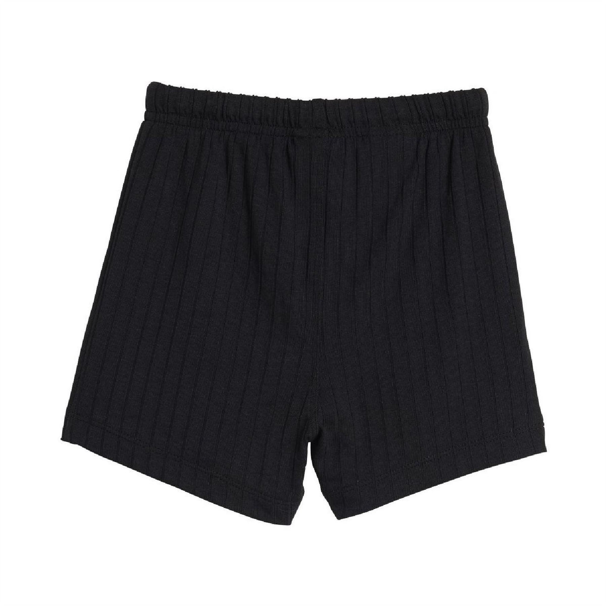 Infants black ribbed shorts with elastic waistband