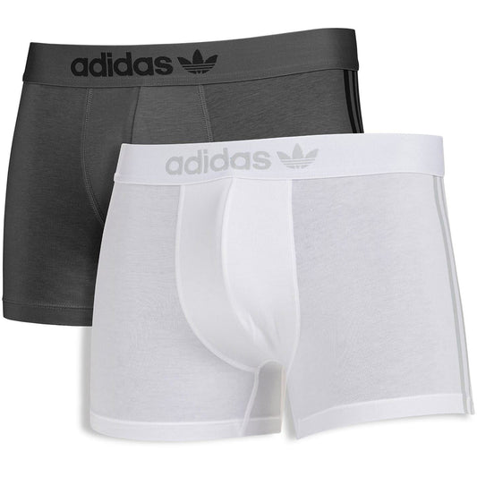 adidas Originals Comfort Flex Eco soft boxers, 2 pack, men's underwear with breathable fabric and comfortable fit, black and gray colors