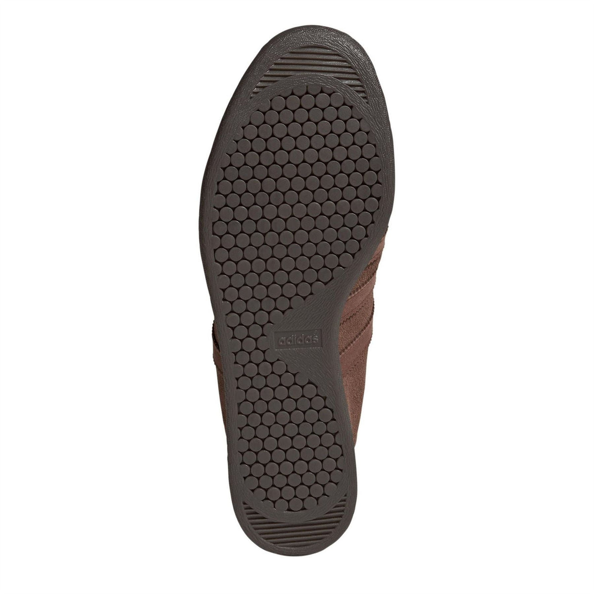 Brown adidas Originals trainer outsole with hex dot tread and logo patch