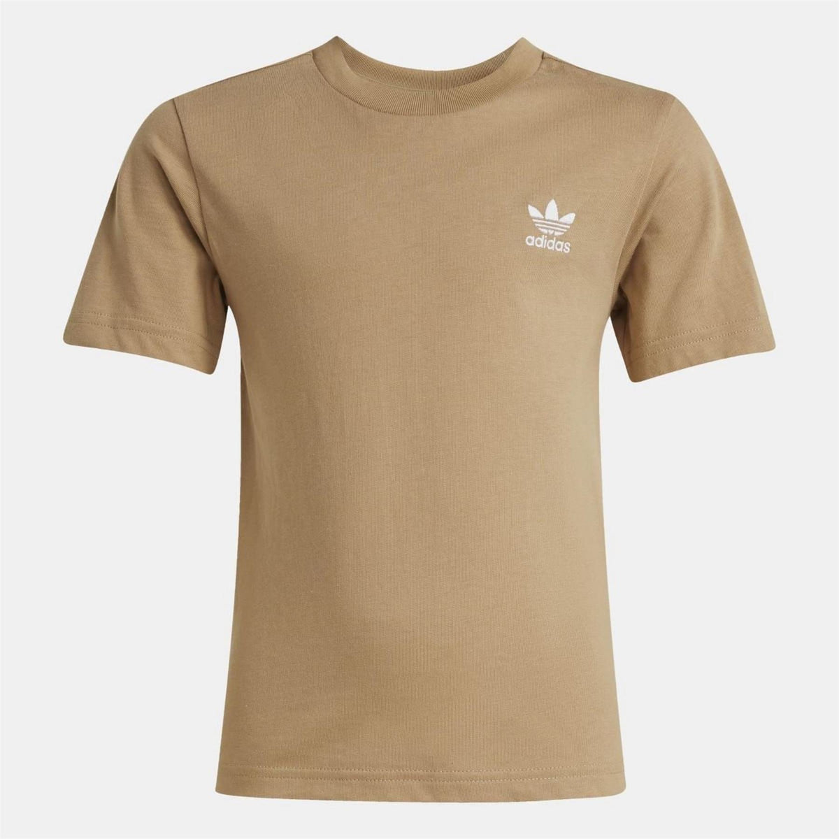 Brown adidas T-shirt with crew neck and small trefoil logo on chest