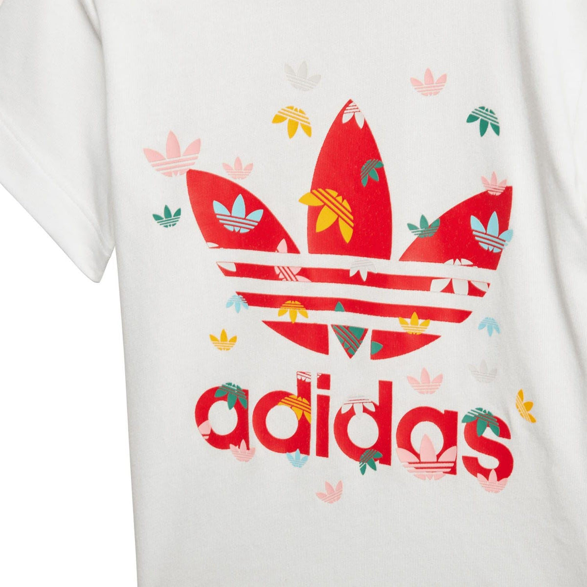 Infants white T-shirt front print with red sail boat graphic and adidas lettering
