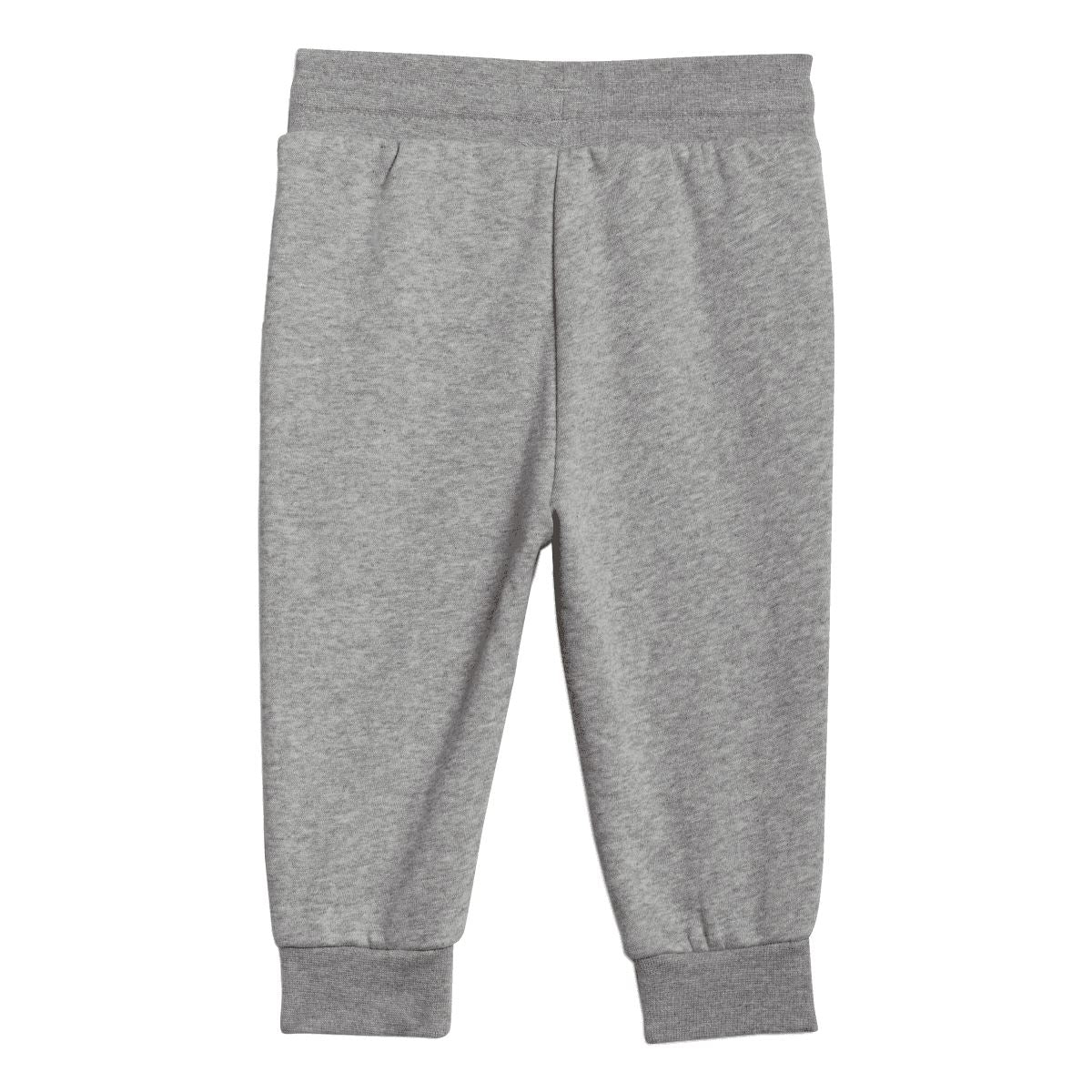 Grey infant jogger pants with elastic waistband and cuffed hems.