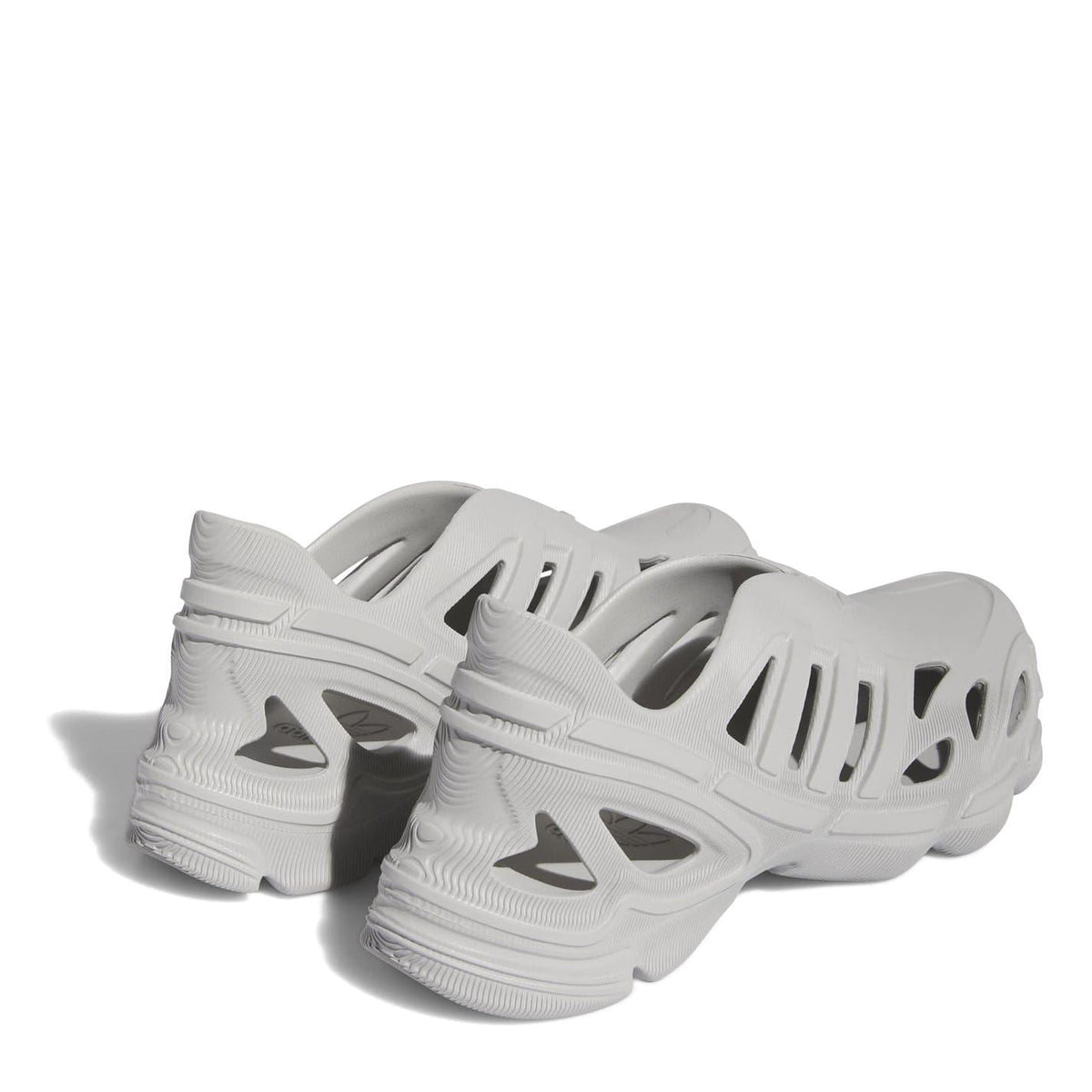 adidas Originals chunky-heel flats in light grey, rear view with thick sculpted sole